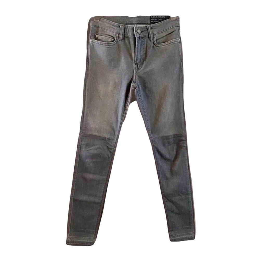 Allsaints Mast Fit Panel Gray Skinny Jeans Womens Size 27 Low Rise